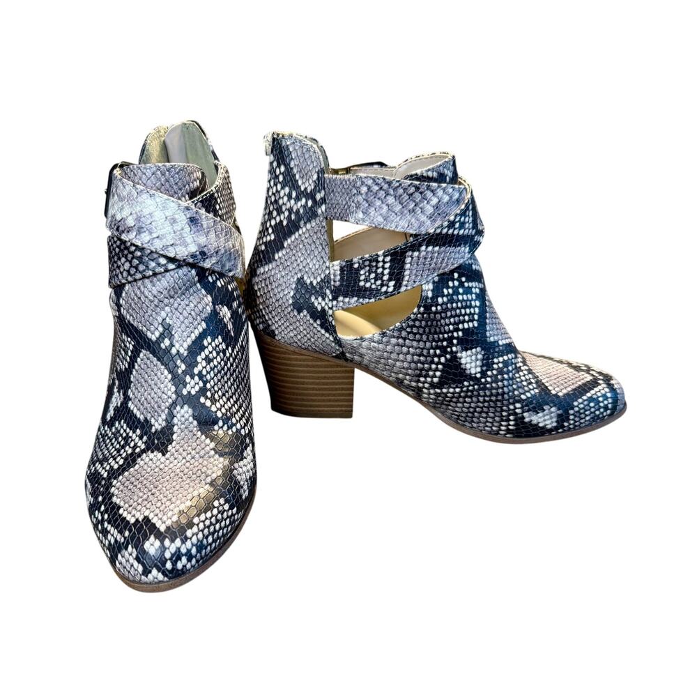 Fergalicious Snake Print Belted Booties Size 7M
